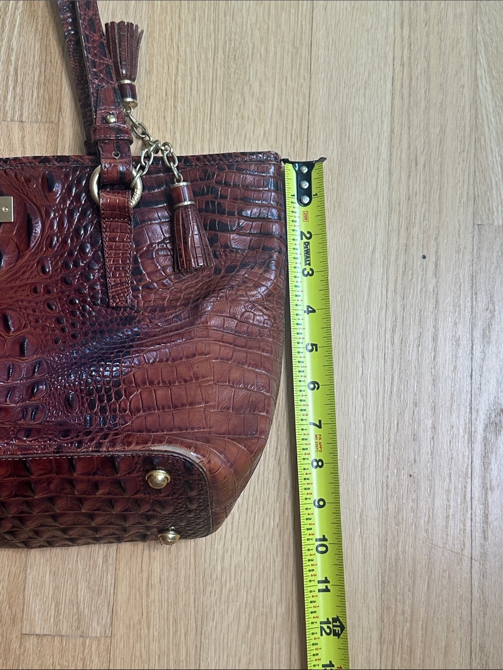 Brahmin Croc-Embossed Brown Leather Tote Vintage - Picture 7 of 12